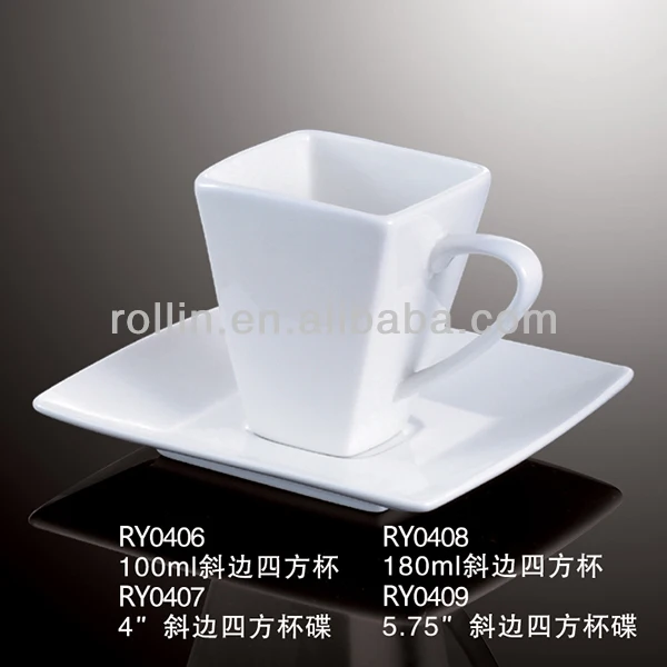110ml Square Coffee Cup Mug With Saucer And Customized Logo 110ml Square Coffee Cup Mug With Saucer And Customized Logo