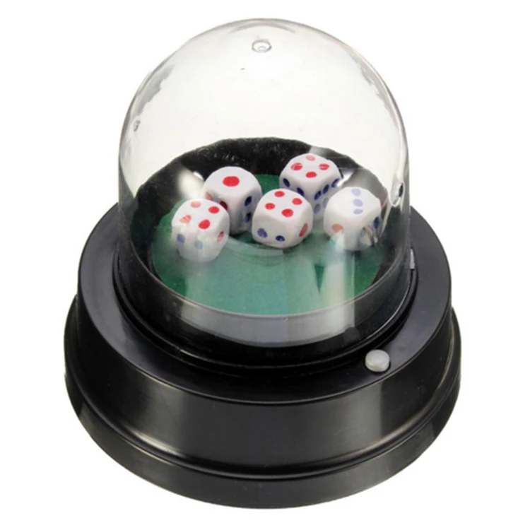 Hergon Automatic Dice Roller Cup 5 Sides Dices Pub Bar Party Game Play With Battery Powered