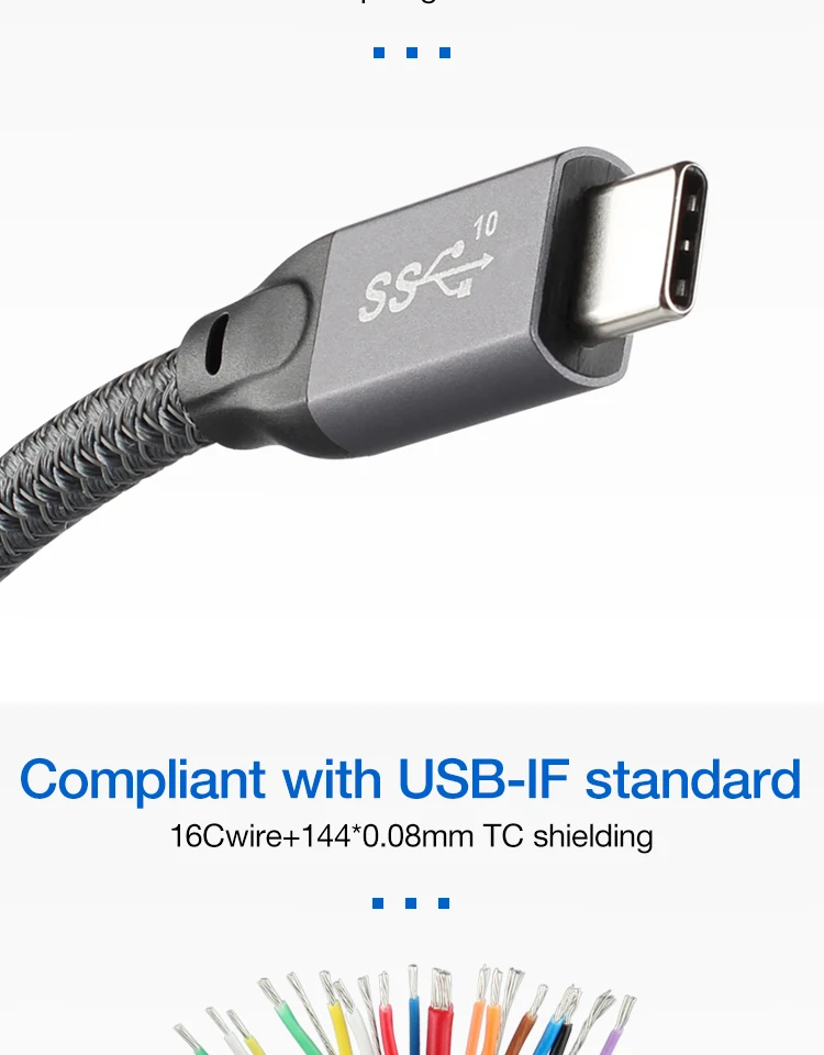ULT-unite New Arrival USB C 3.1 Type C Cable with Emarker 20Gbps PD 5A super charging fast cable for macbook laptop