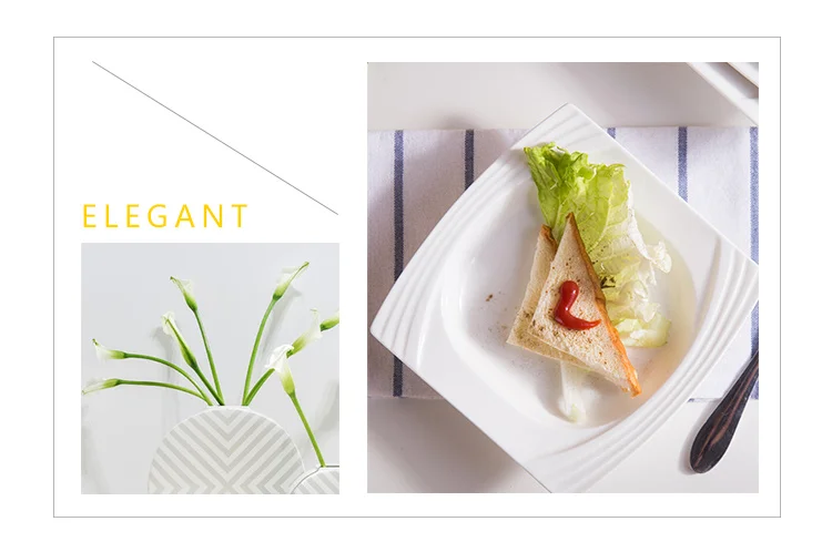 Restaurant Microwave Safe Porcelain Square Dinner Plate Pasta Plate
