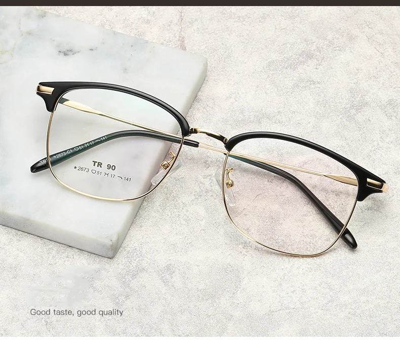 iCaptainAB New Vintage Classic Half Frame Semi Rimless Clear Lens Glasses 