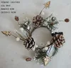 Christmas Decorations Artificial 8Cm Pinecone With White Snow Candle Ring Table Decorations