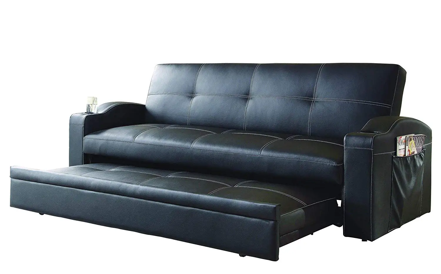 Baja Convertible Sofa Find Deals On Get Quotations Pop Up Trundle Convertible Sofa In Black Leatherette