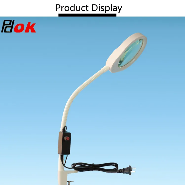 PD-032A desk clamp dimmable magnifying  glass with led lamp laboratory magnifier