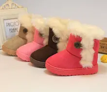 2016 Winter Children Boots Thick Warm Shoes Cotton-Padded Suede Boots for Girls Snow Boots Kids Shoes EU 23-29