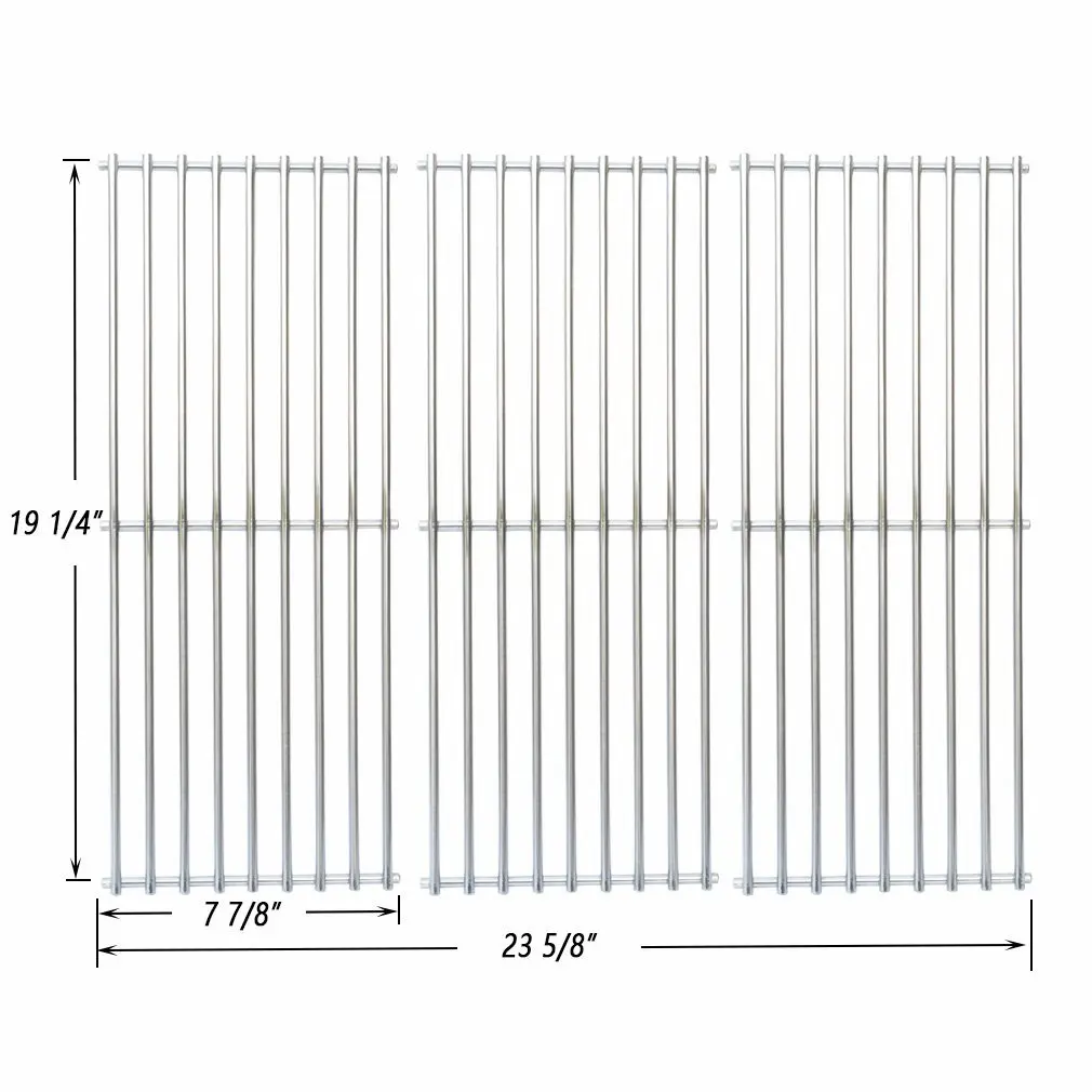 onlyfire BBQ Stainless Steel Cladding Rod Cooking Grates/Cooking Grid Replacement Fit for Select Gas Grill Models by Nexgrill, Perfect Flame and Others, Set of 3