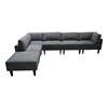 Wholesale dark gray 7seater sectional l shaped adjustable home furniture sofa bed