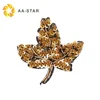 Gold maple leaf design 3d sequin bead patch for T-shirt