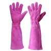 PRI Gauntlet garden gloves for women puncture resistance cowhide rose work gardening gloves