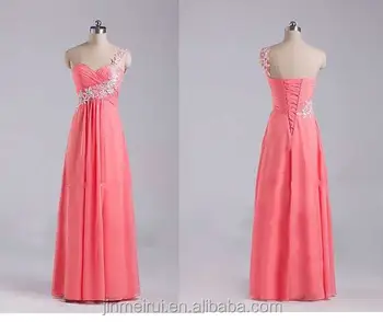 coral color long dress