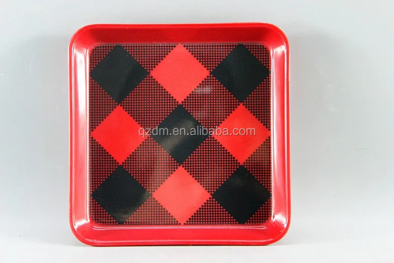 6 Inch Solid Melamine Red Square Tray Candy Tray Kids Tray