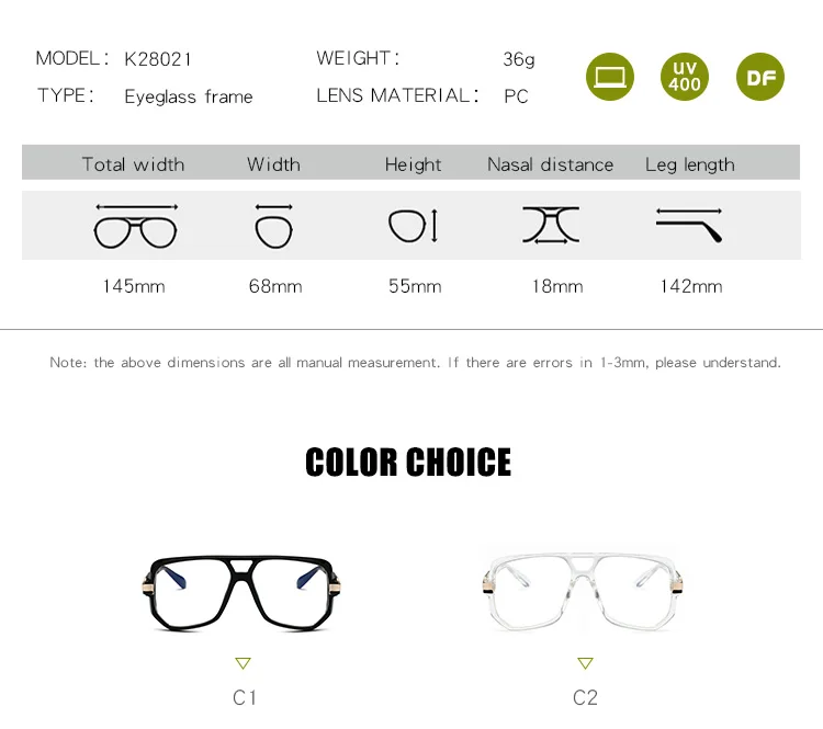 Custom Logo Spectacle Clear Lens Stylish Brand Big Design Optical Frame ...