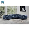Modern Luxury Blue Sofa Velvet Fabric Living Room L Shaped Sofa