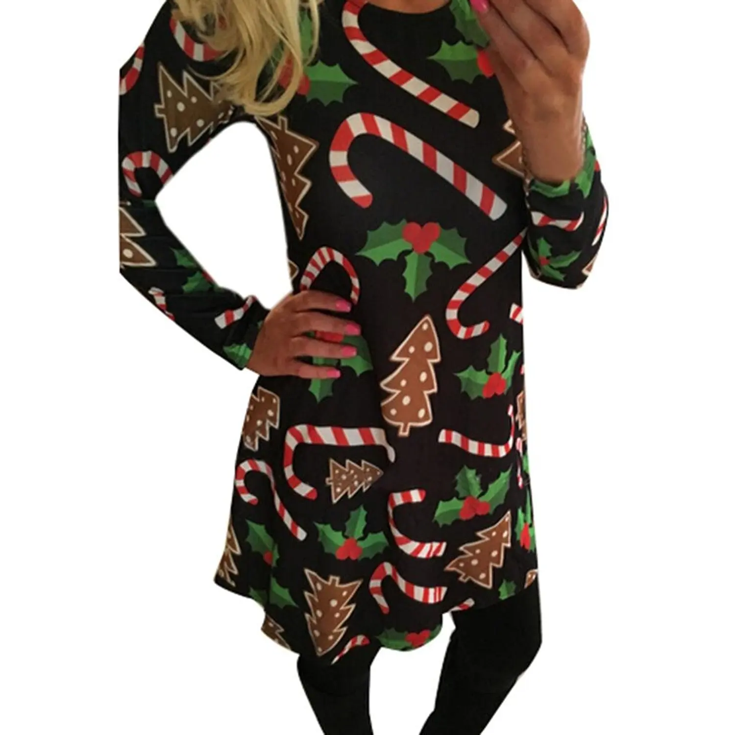 Ruiyige Christmas Women Longsleeve Xmas Santa Claus Gifts Flared Cosplay Party Printed Maxi Dress Hoho Xmas
