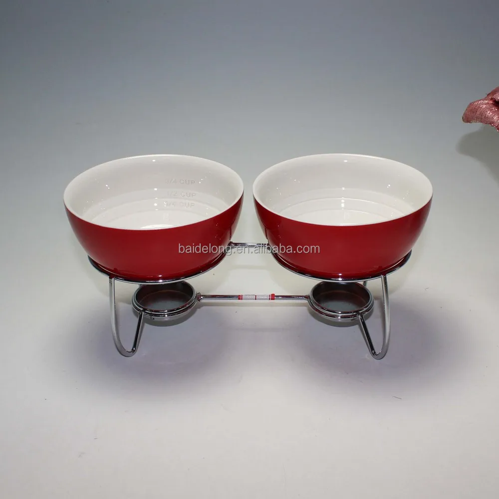 Ceramic Cheese Fondue Pot With Metal Stand Buy White Ceramic Fondue