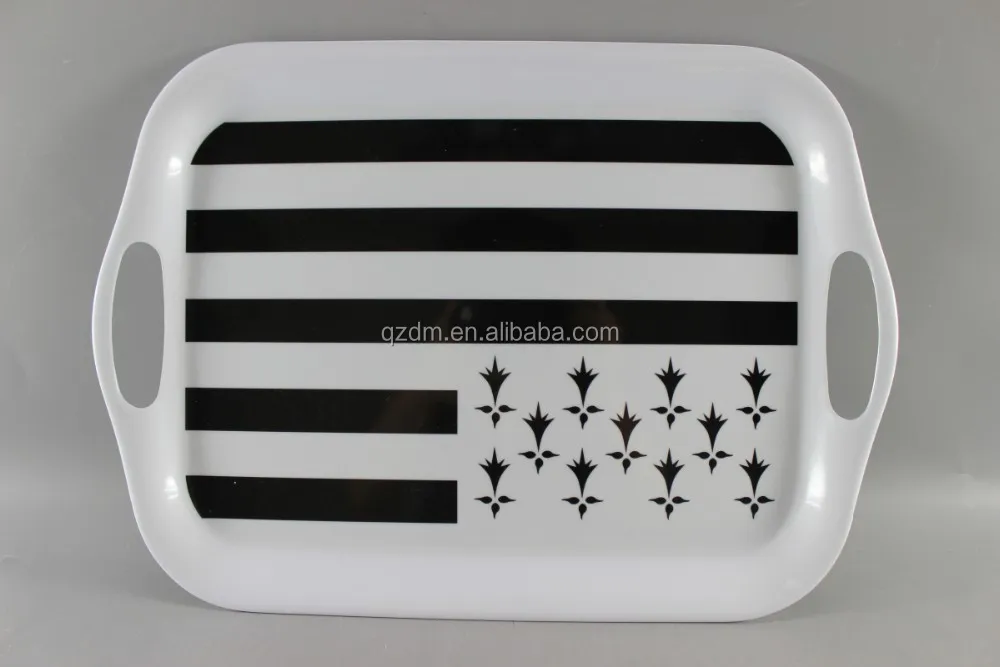 Cheap 14" Melamine Serving Tray With handle