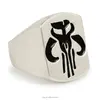 Wholesale Movie Rings 925 Sterling Silver Ring Mandalorian Seal Coat of Arms Black Enamel Rings for Men Size 18