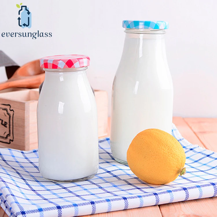 Wholesale 200ml 250ml Small Milk Bottles Vintage Clear Glass With