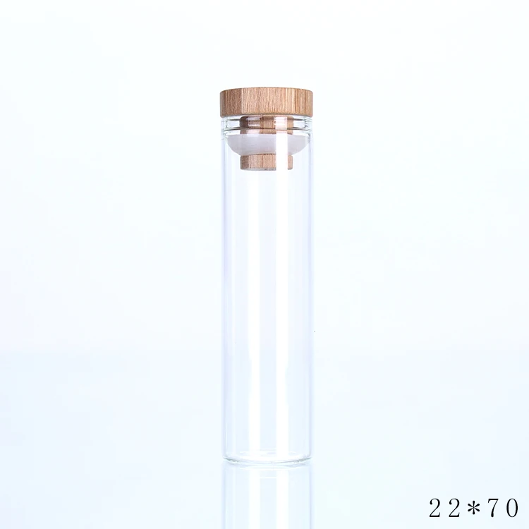 10ml Mini Glass Test Tube Bottle With Bamboo Lid For Capsule Package