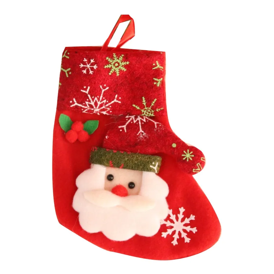 16cm Small Velvet Christmas Stocking With Colorful Embroidery Snowflake ...