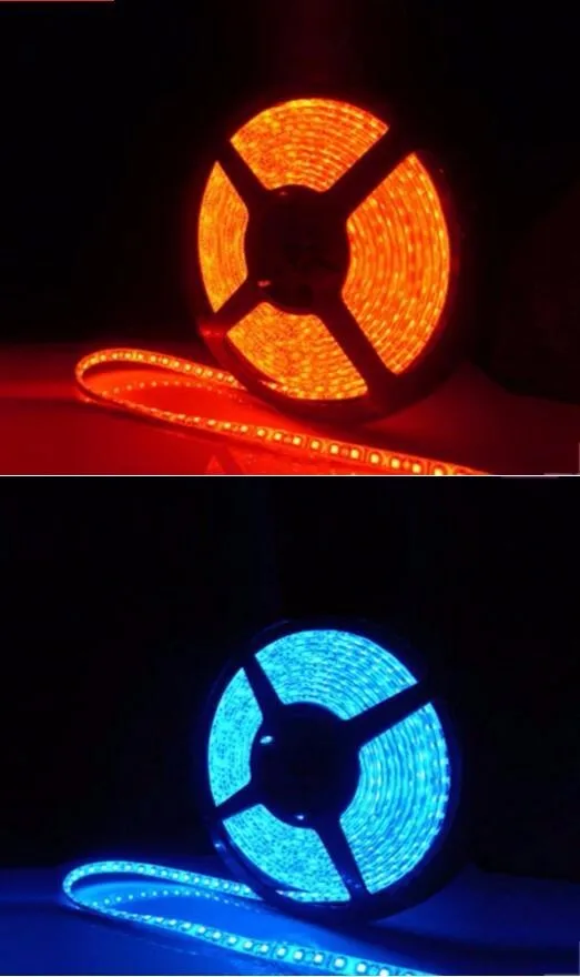 Hot Sale ! 5M/lot IP65 Waterproof 3528 600 LED Strip Light Ribbon Tape 120led/m Warm White Cold White Blue Green Red LED stripe