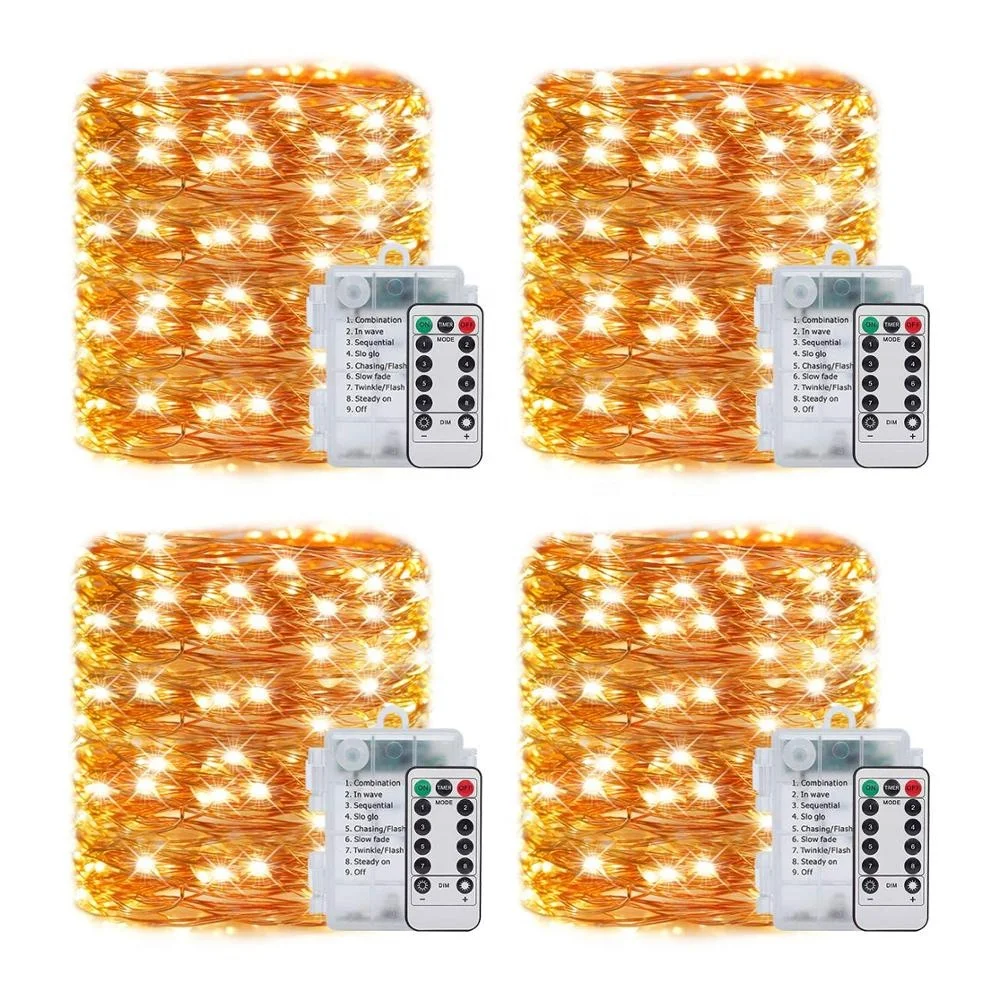 33Ft 100 Led christmas Lights 3AA Battery Operated Mini String Lights with 8 Modes Remote Control For Christmas decorations