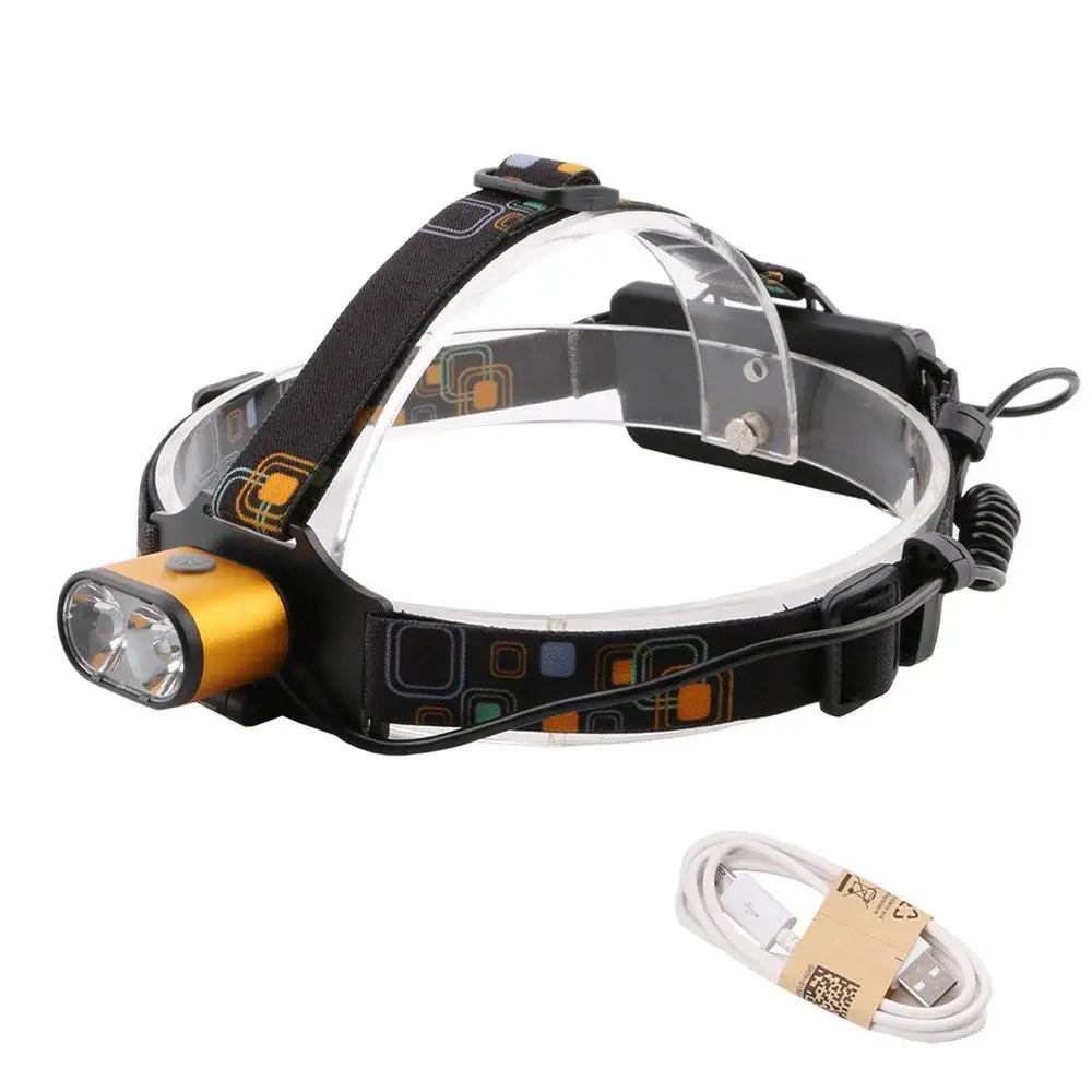 T6 5000LM Rechargeable LED Front Head Lamp with Adjustable Headband, 3 Modes Headlight, 18650 Battery with USB Charging, Waterproof Flashlight for Hunting Camping (1PCS) HJKL