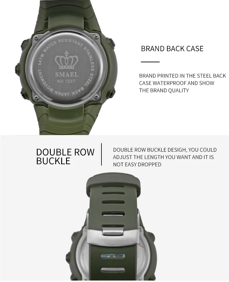 SMAEL 1237 Fashionable Waterproof Rubber Band Digital Back Light Men Sports  Watches Relogio| Alibaba.com