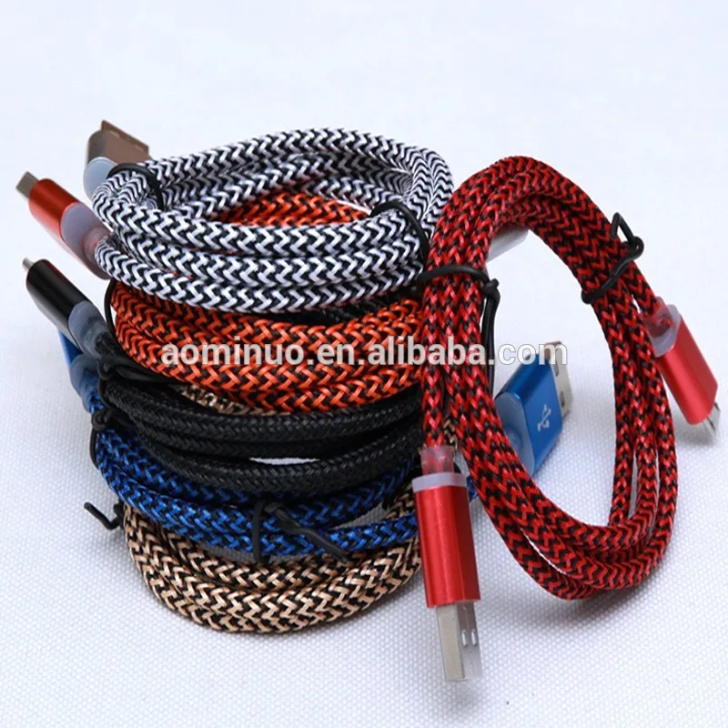 1M Alloy Metal Braided Wire Micro USB Cable 3ft Sync Nylon Woven Charger Cords For Samsung Galaxy S3 S4 S6 for Samsung