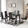 Free sample bulk buy from China dining room furniture square black Modern cheap dining table set PU leather cover dining chair