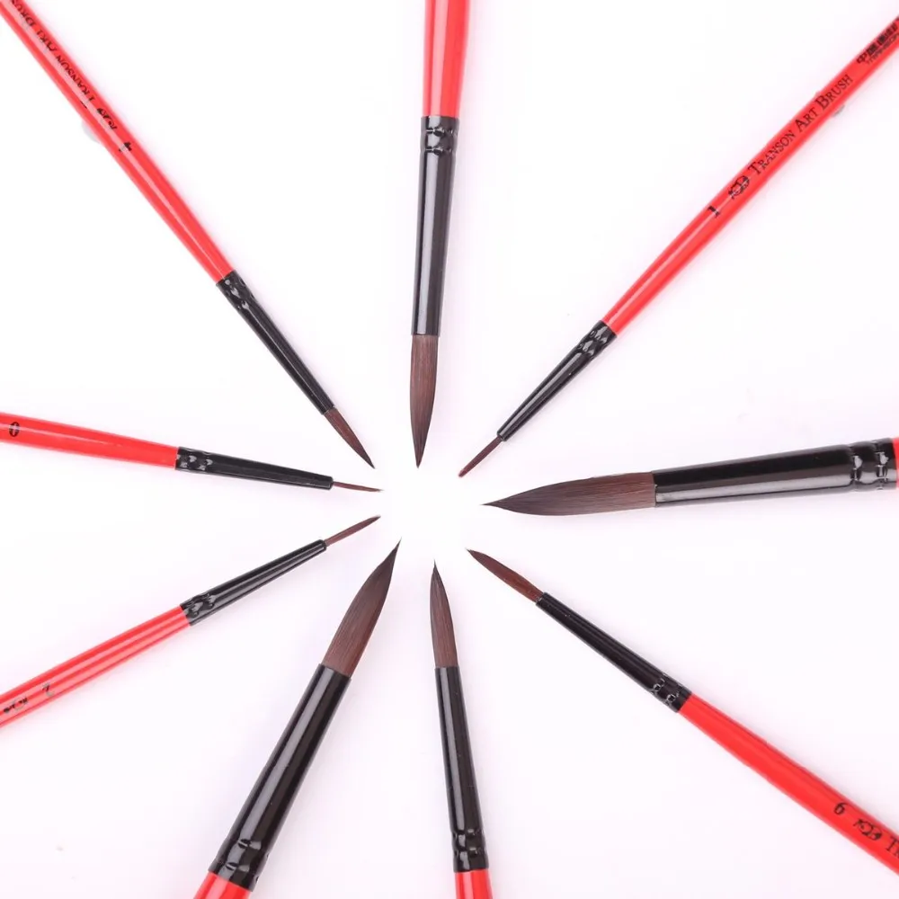 Wholesale Transon Round Artist Paint Brush Detail Set 9pcs For Acrylic