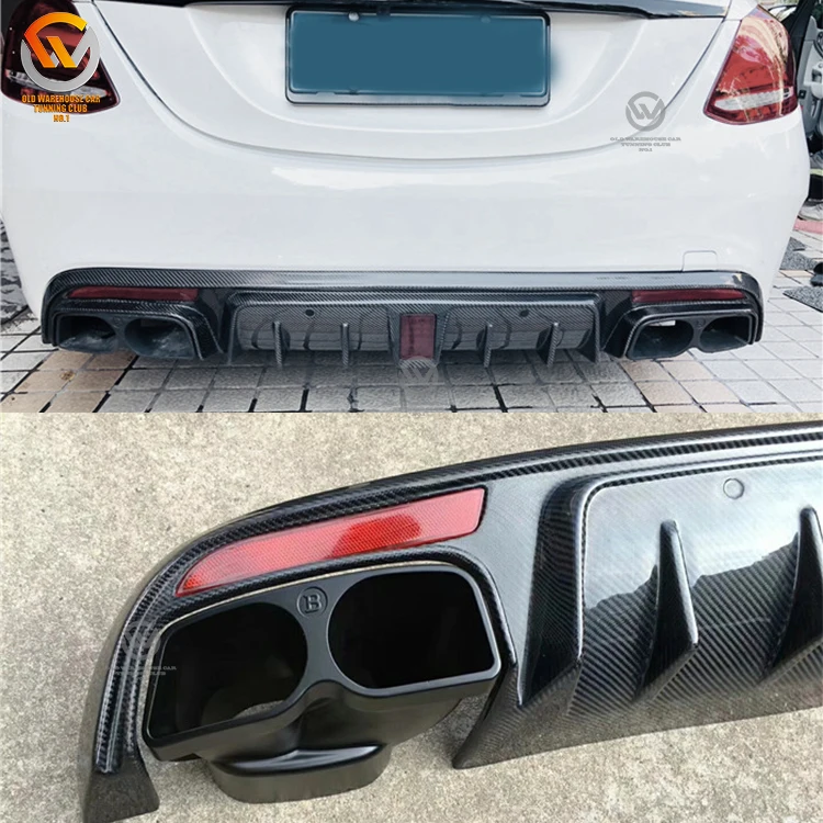 W205 Carbon Fiber Rear Diffuser with Exhaust Tips for C-class