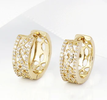 Fashion Jewelry 14k Gold Plated Circle Diamond Huggie Hoop Fashion Jewelry 14k Gold Plated Circle Diamond Huggie Hoop Earrings For Cute S