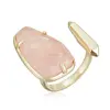YCR7030 Irregular Shape Adjustable 925 Sterling Silver Ring with Pink Stone