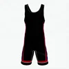 Hot Sale Custom Made China Supplier Sublimated black with red stripe Wrestling Singlet