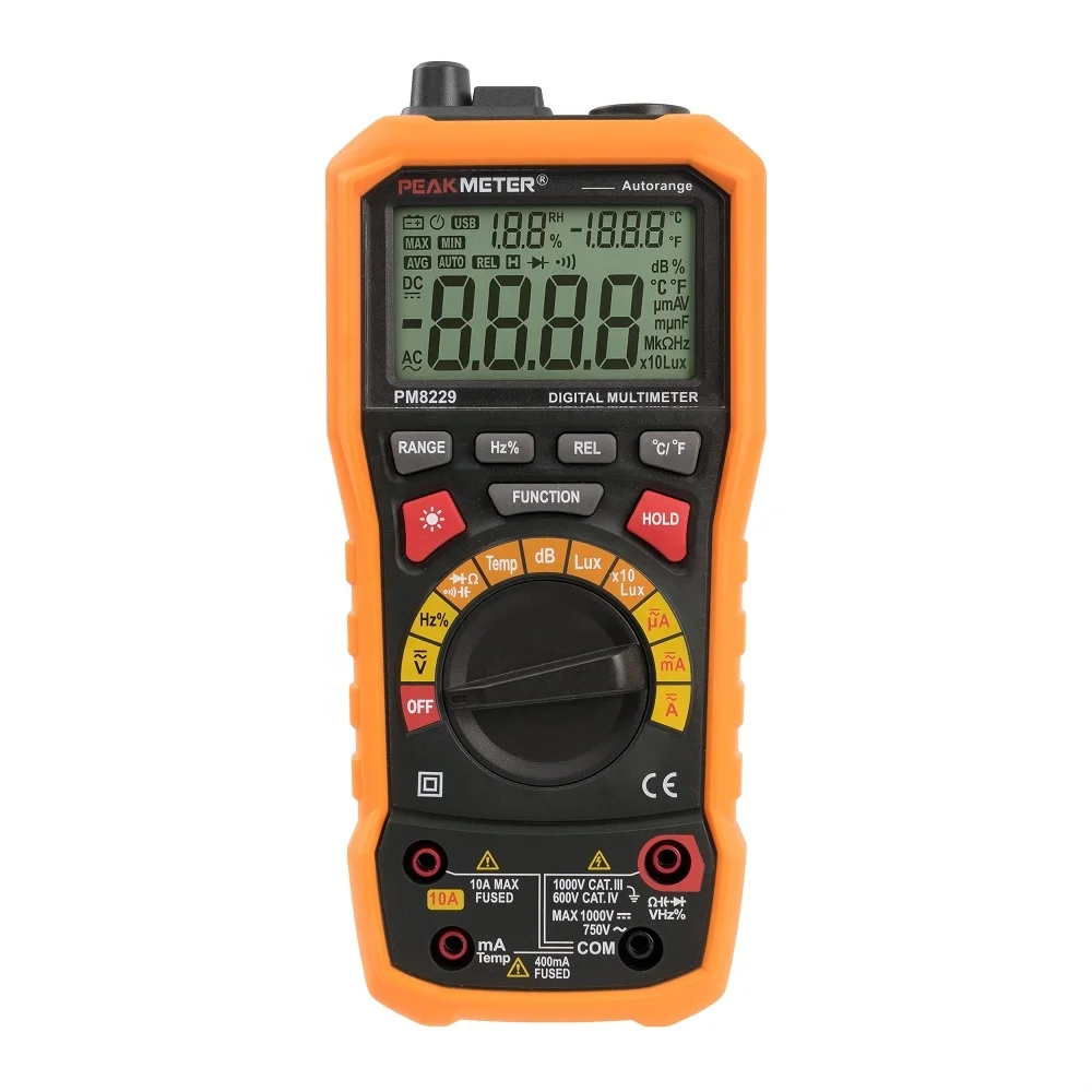 5 In 1 Auto Range Digital Multimeter Ms8229,Temperature,Humidity,Lux