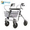 4 Wheel Steel Padded Seat Rollator Walker With Tray