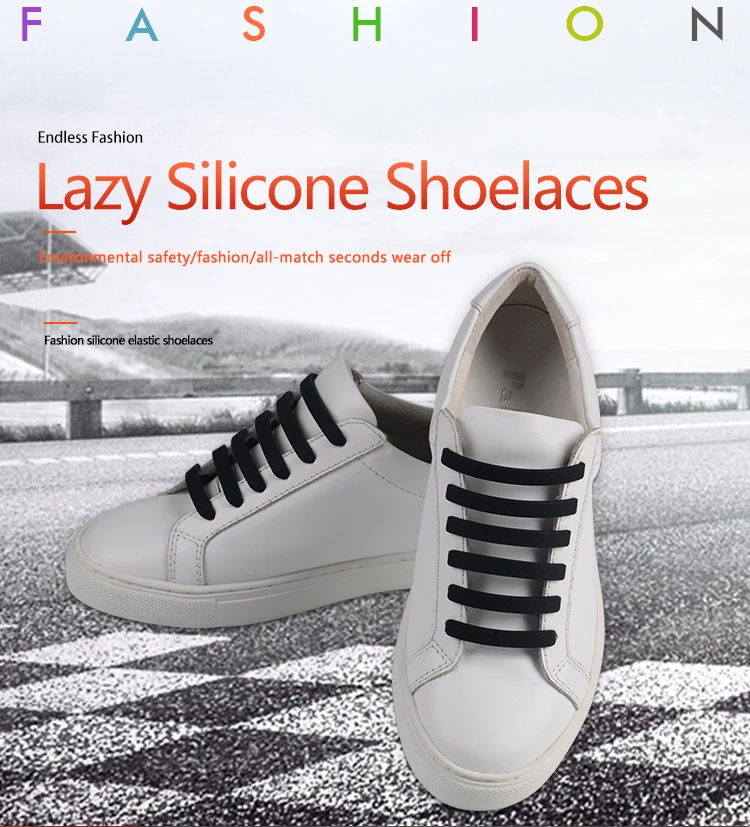 Promotional Multi Colored Rubber Elastic Shoelaces Lazy No Tie Silicone Shoelace 3
