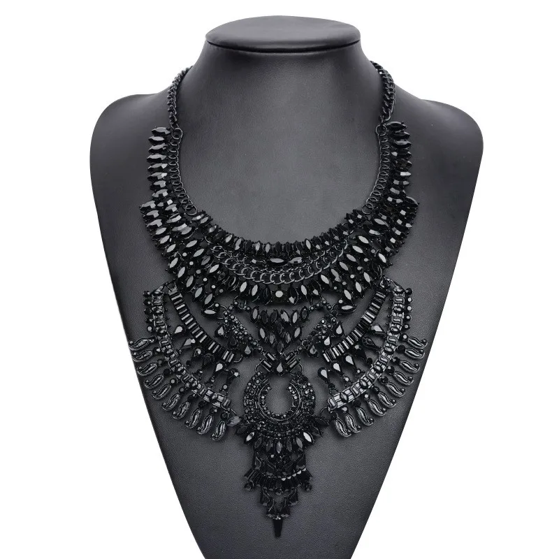 Multi-Layers Filigree Flower Pendant Statements Chunkys Long Big Collar Necklace