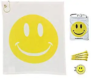 Giggle Golf Par 3 with Mini Golf Glove Key Chain - Don't Worry Tee Happy Towel, Tee Bag, Bling Ball Marker with Hat Clip, and Mini Golf Glove Key Chain – Perfect Golf Gift for Women