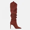 Custom made latest high heel sexy elegant suede fabric women boots ladies knee boots