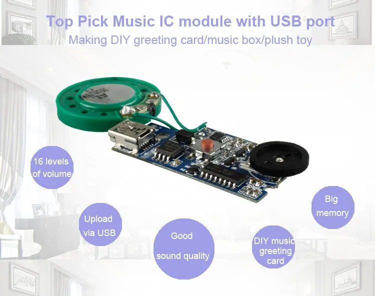 Custom Programmable Mp3 Musical Greeting Card Sound Module With Usb