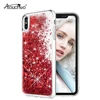 OEM Red for iPhone X / Xs 5.8 inches Glitter Liquid Flowing Luxury Bling Sparkle Glitter Shockproof Girls Women Case
