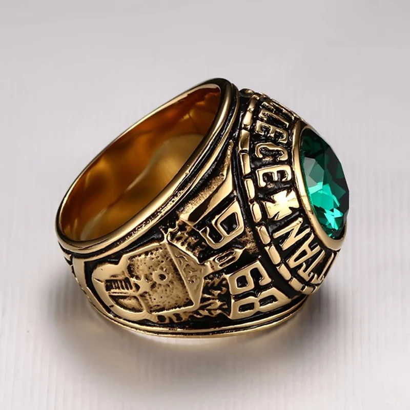 Ywmt 2019 Wholesale Vintage Saudi Arabia Emerald Gemstone Gold Ring For