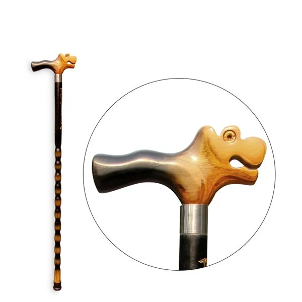 Qs Brand Wholesale Custom Handmade Old Man Wood Carved Walking Cane