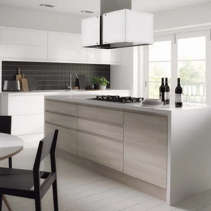 White Wood Grain Laminate Kitchen Cabinets Buy Laminate Kitchen