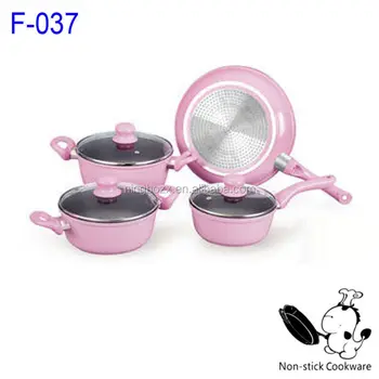 7pcs Forged Korea Pink Kitchenware Nonstick Ceramic Cookware With 7pcs Forged Korea Pink Kitchenware Nonstick Ceramic Cookware With Induction Bottom Sauce Pot