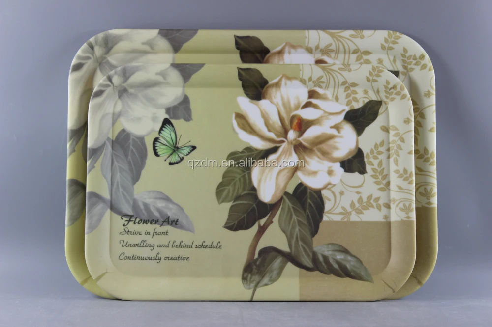 Square Shape Melamine Tray Set Of 2 Sizes(Non-Slip Surface)