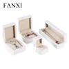 FANXI China Luxury Jewelry Box For Ring Pendant Bangle Velvet Box Chain White Painting Wood Jewellery Box