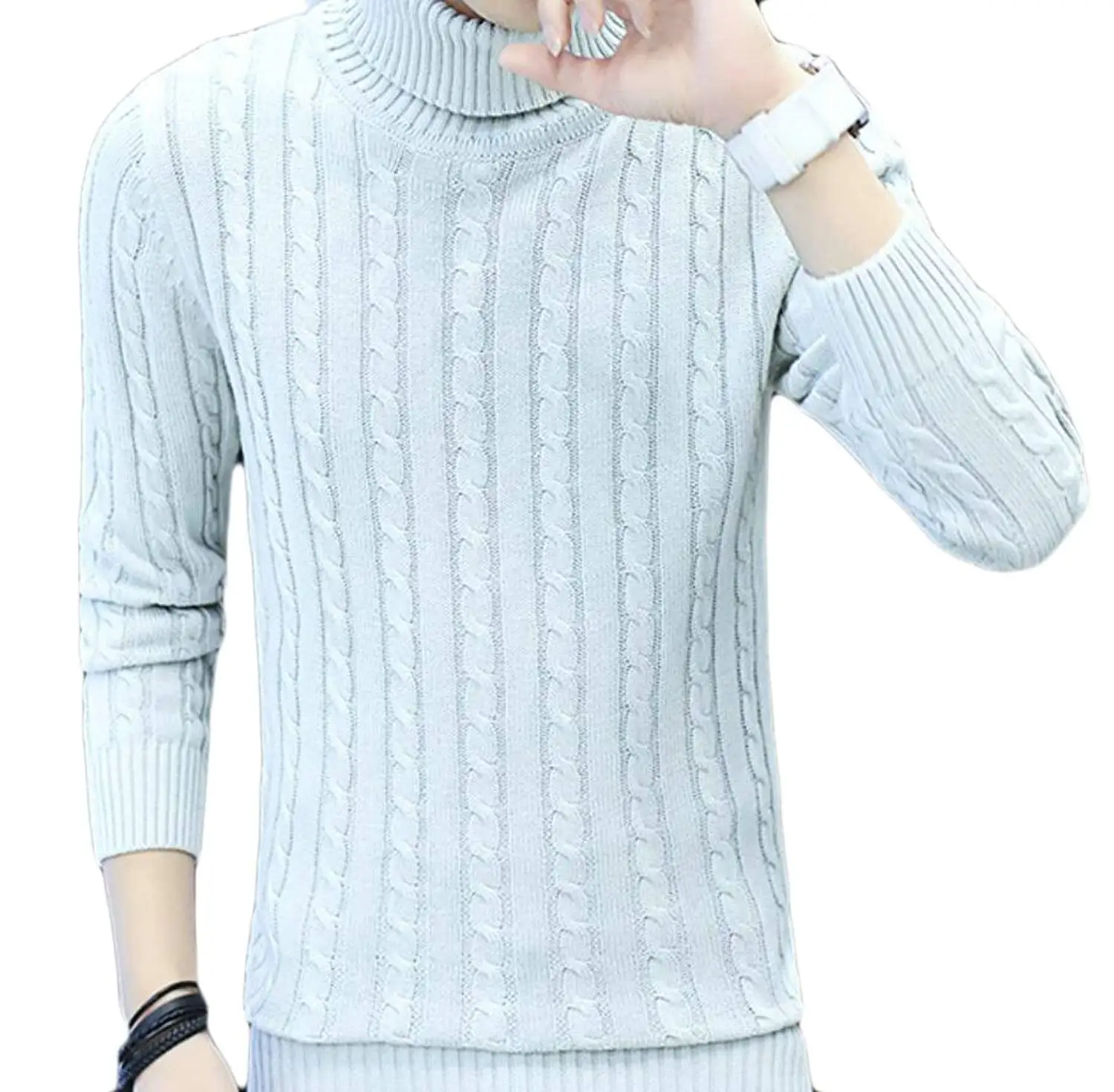 WSPLYSPJY Mens Light Weight Ribbed Knitted Pullover Crew Neck Sweaters